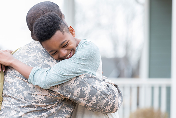 hugging soldier